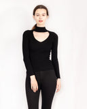 Soft knit Jumper top with Cut Outs design in Black
