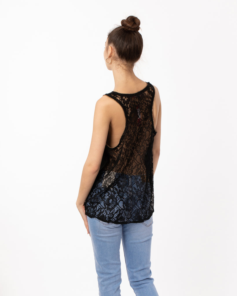 Black chiffon vest store top