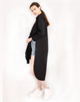 Long Cotton shirt with tie up front in black
