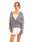 Plain color fine knit cardigan