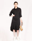 Long Cotton shirt with tie up front in black