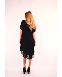 Lace and chiffon patchwork dress (Black)