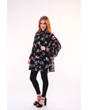 Multi floral print chiffon flowy shirt (BLACK)