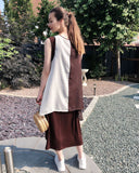 Chiffon Long Top Plain Cotton Maxi Dress (BROWN)