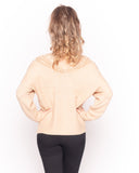 Lace shoulder soft knit jumper top in beige