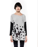 Walking doggy print oversized jumper top