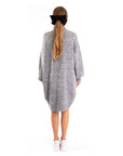 Super Soft Fine Knit Plain Color Funnel Neck Long Jumper in Grey