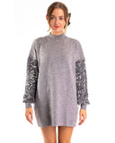 Sequin embellished full sleeves jumper in grey