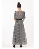 Lady Grey Leopard Print Chiffon Wrap Maxi Dress