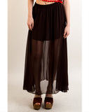 Chiffon Maxi Skirt (Brown)