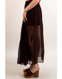 Chiffon Maxi Skirt (Brown)