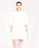 Oversized Cotton shirt dress with ruffle hem