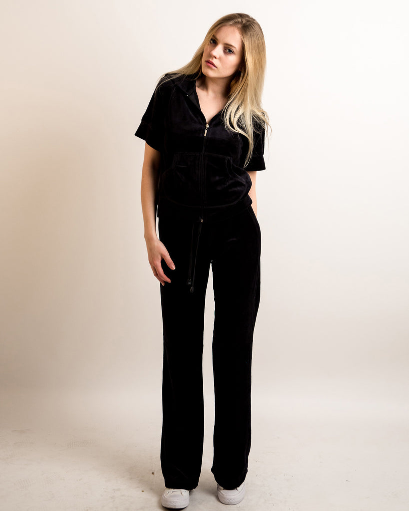 Velour Tracksuits with short sleeves (BLACK)