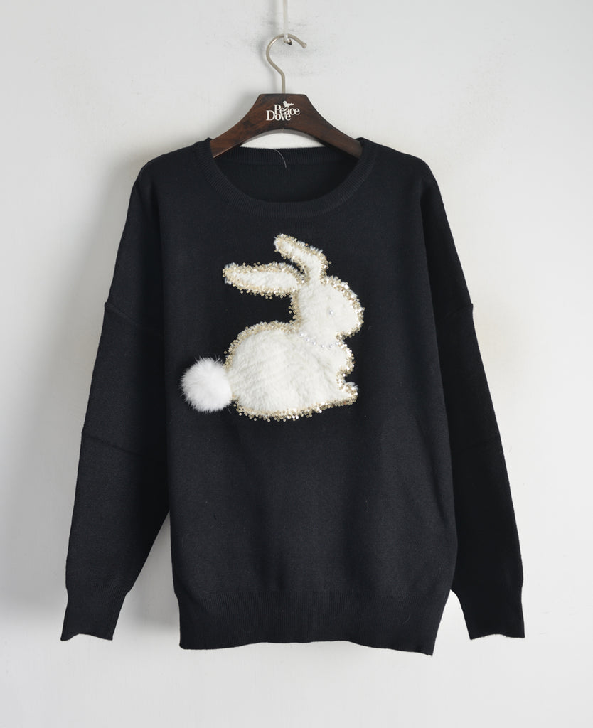 Faux Fur Rabbit pattern jumper