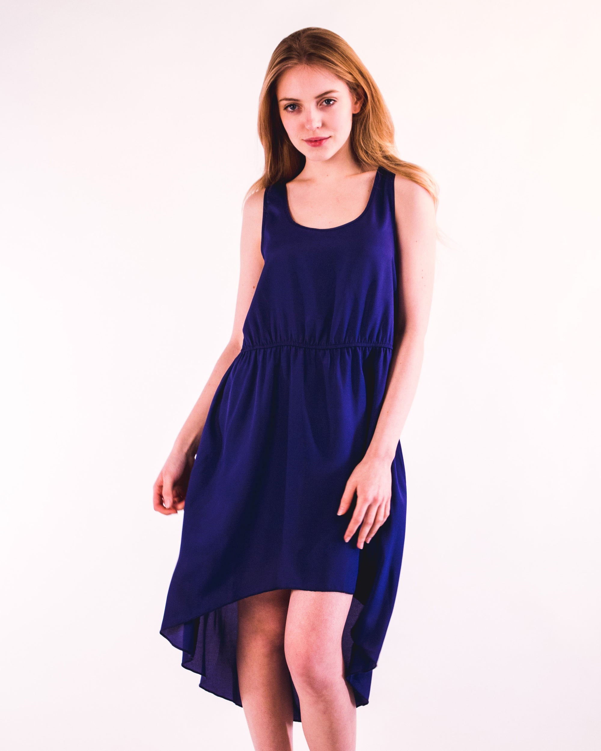Dip Hem Dress (Blue)