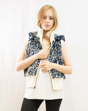 Fuax Fur Short Gilet with removeable hoody (Blue)