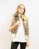 Fuax Fur Short Gilet with removeable hoody (Brown)