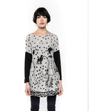 Polka dot and walking doggy print oversized jumper top