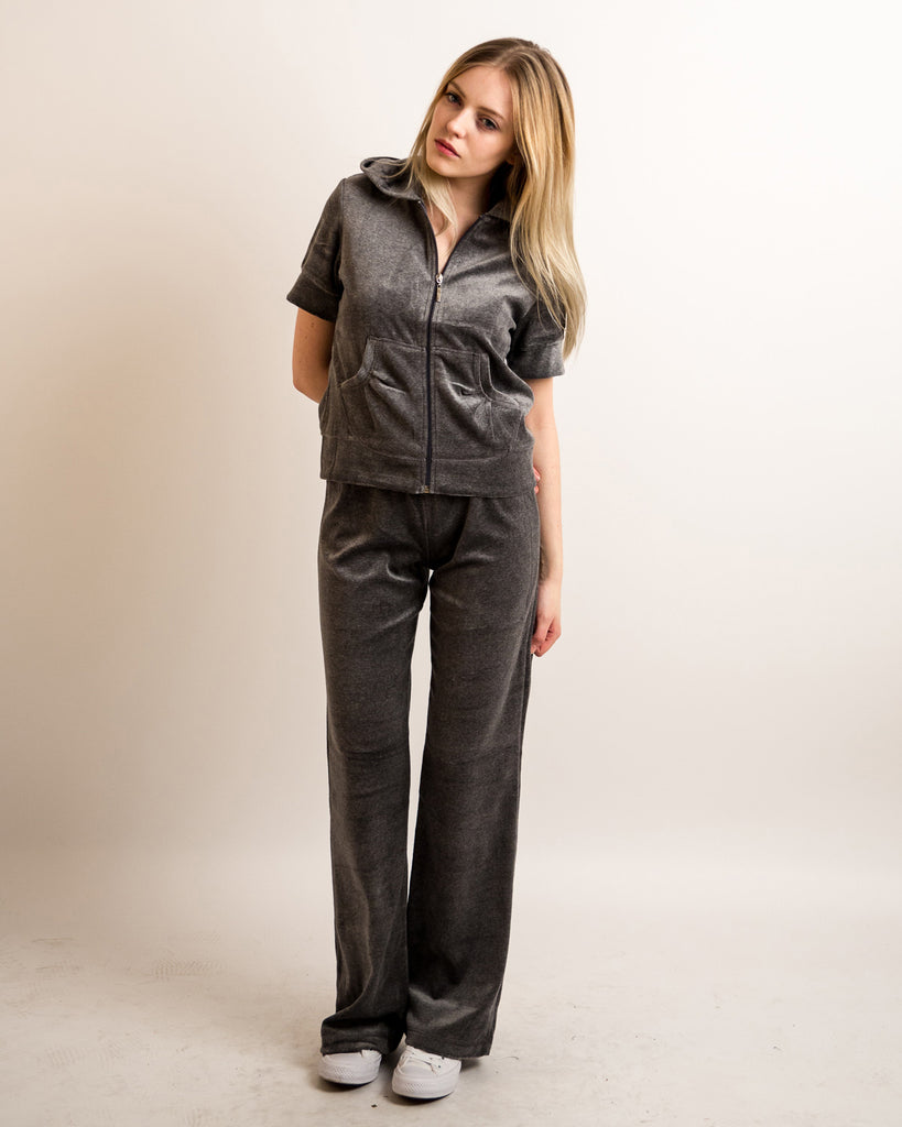 Velour Tracksuits with short sleeves (GREY)