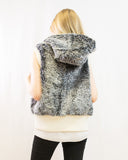 Fuax Fur Short Gilet with removeable hoody (Mix Grey)