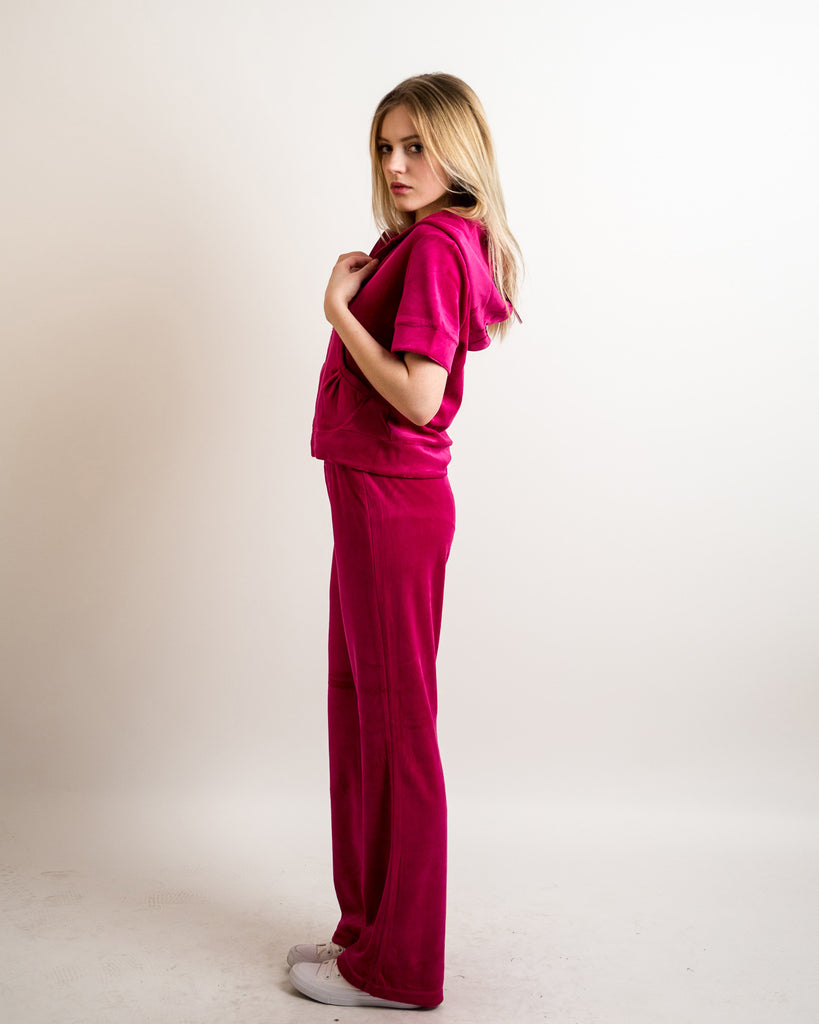 Velour Tracksuits with short sleeves (HOT PINK)