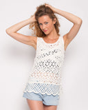 White Floral Crochet Vest Top (75A)