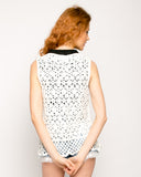 White Floral Pattern Crochet Vest Top