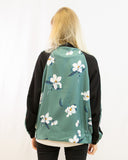 Floral Print Bomber Jacket (Green floral）
