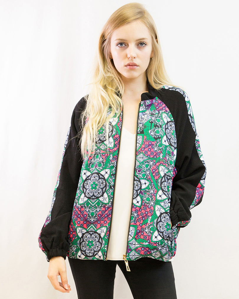 Floral Print Bomber Jacket (Paisley floral)