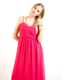 Pleated Bust & Sweetheart Neckline Maxi Dress (PINK)