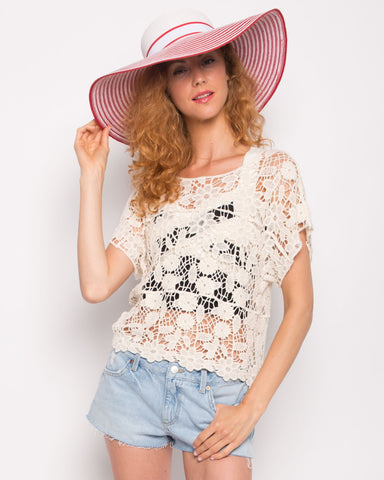 Floral Crochet Lace Top (WHITE)