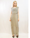 Star Print Drape Detail Chiffon Maxi Dress
