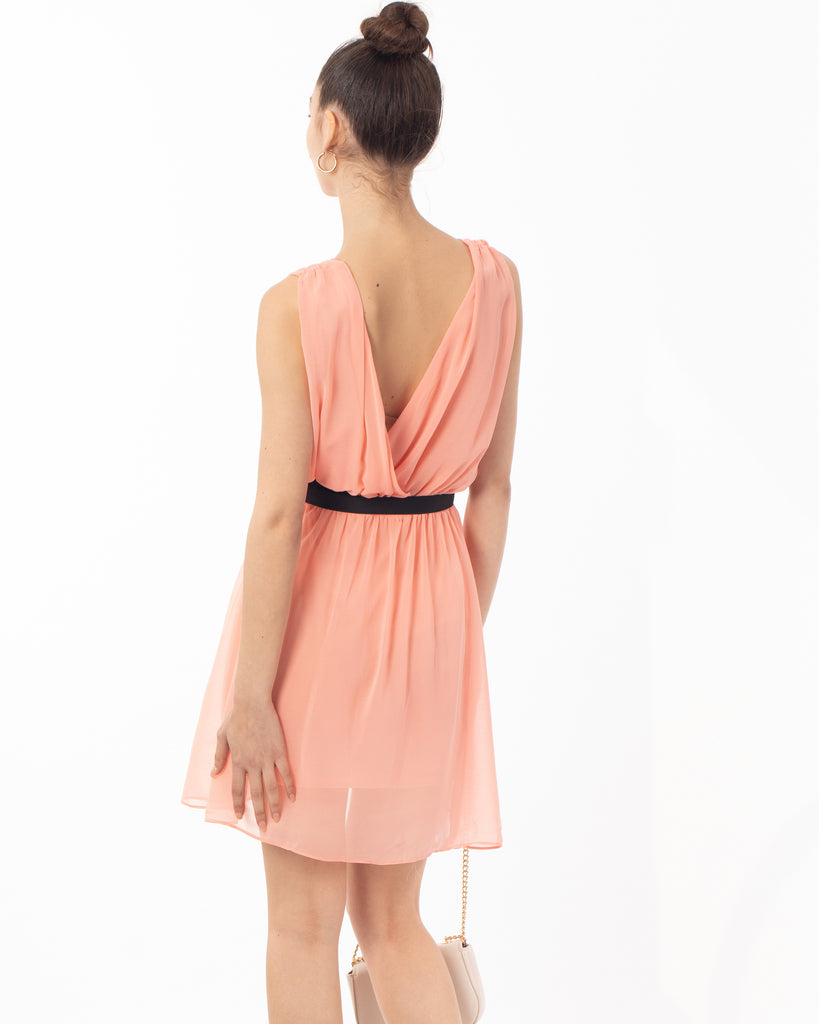Chiffon Wrap Dress (Peach)