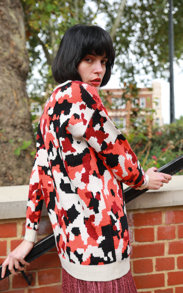 Multi-color Orange & Black Leapard Print Jumper