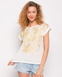 Gold Color Print T-shirt (WHITE)