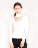 Soft knit Jumper top with Cut Outs design in white