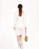 Fine knit bodycon dress with knot tie design in White
