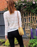 Long sleeves lace top in white