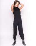 Soft Knit Jogging Bottoms with Side Stripes in black