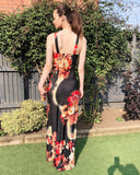 Floral Poppy Print Maxi Dress (BLACK)