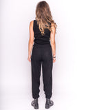 Soft Knit Jogging Bottoms with Side Stripes in black