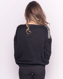 Jumper with Crystal Shoulder Patch with Chain