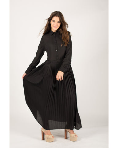 Full pleated Maxi Dress (Black)