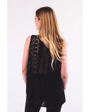 Floral Crochet Lace Back Vest  (BLACK)