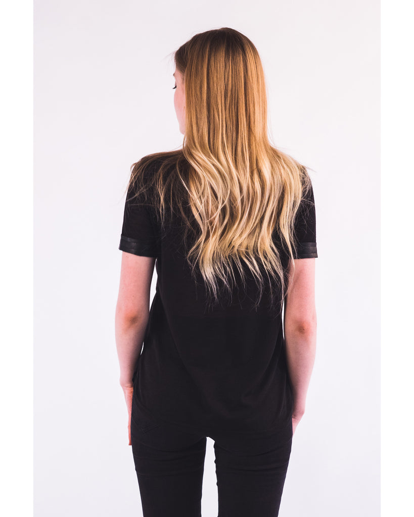 Gold Print T-shirt with Pocket (BLACK)