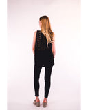 Floral Crochet Lace Back Vest  (BLACK)
