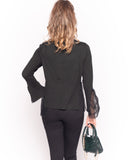 Ruffle lace  sleeves soft knit plain color Jumper