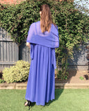 Strappy Chiffon Maxi Dress with Sequin waist detail and scarf (BLUE)