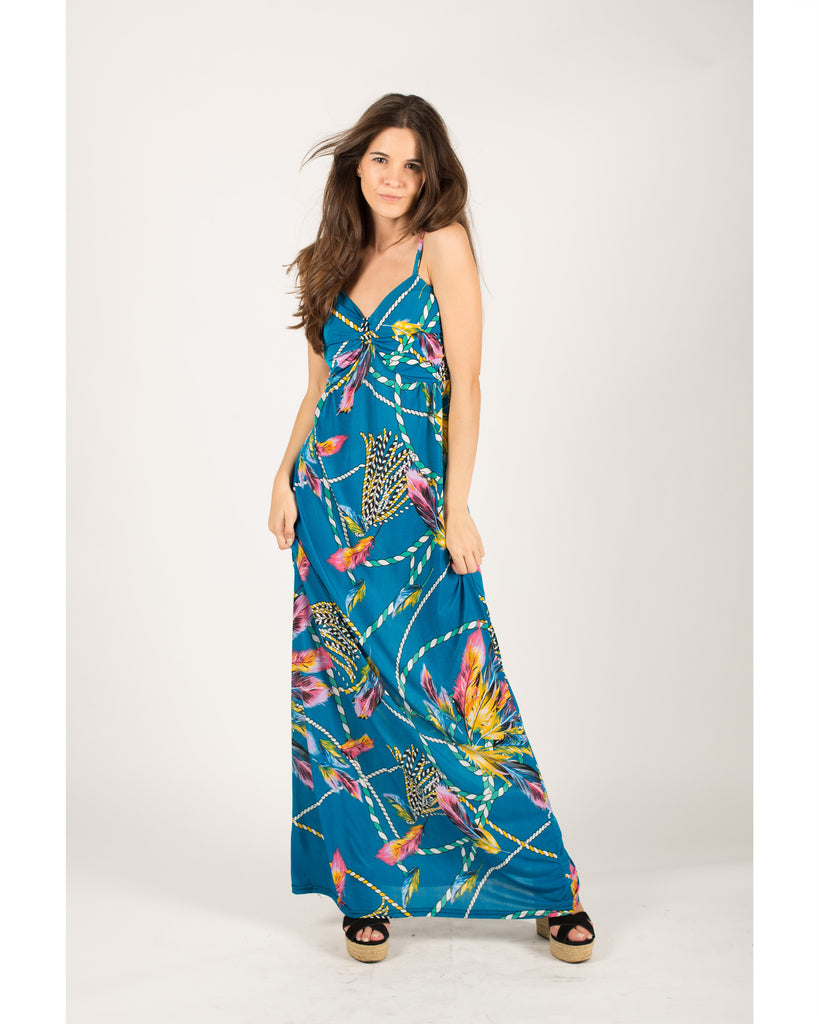 Chain print maxi dress (Blue)