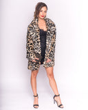 Trendy Leopard print faux fur oversized coat